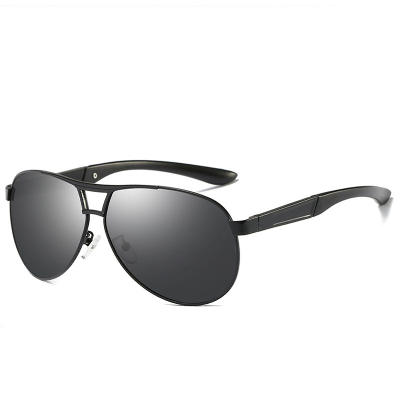 Classic Metal Double Bridge Aviator Sunglasses Wholesale Custom Logo_Black/Grey