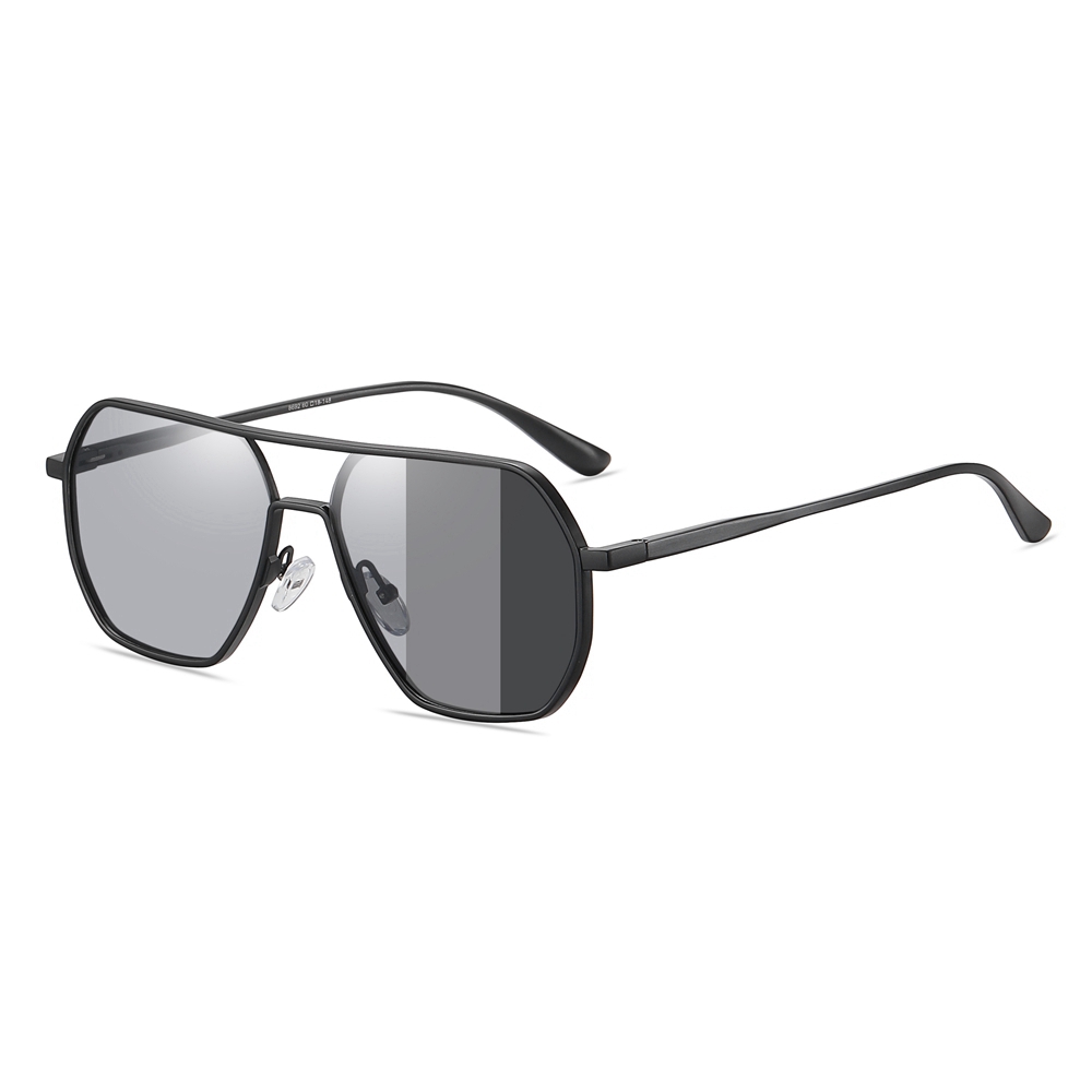 1395P_黑架变灰片-1 Modern Square Aviator Polarized Sunglasses - Image 1