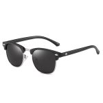 Classic Retro Square Browline Polarized Sunglasses with Metal Rivets - Image 12