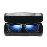 Black PU Leather Hard Shell Eyeglass Case Iron Clamshell Glasses Box - Image 6