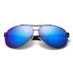 Classic Metal Double Bridge Aviator Sunglasses Wholesale Custom Logo_Gun/Blue Mirror