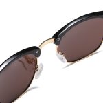 Classic Retro Square Browline Polarized Sunglasses with Metal Rivets - Image 10